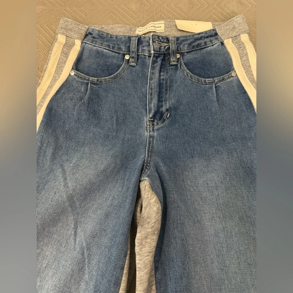 Blue Flare Jeans with White Stripes doble face pants - Picture 8 of 13